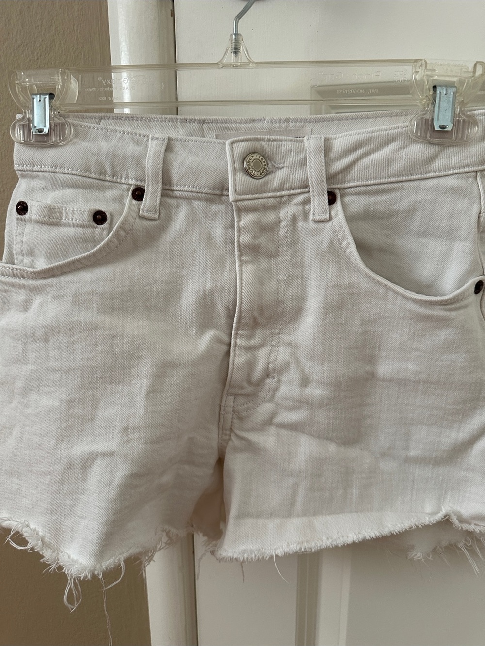 Topshop White Frayed Hem Denim Shorts